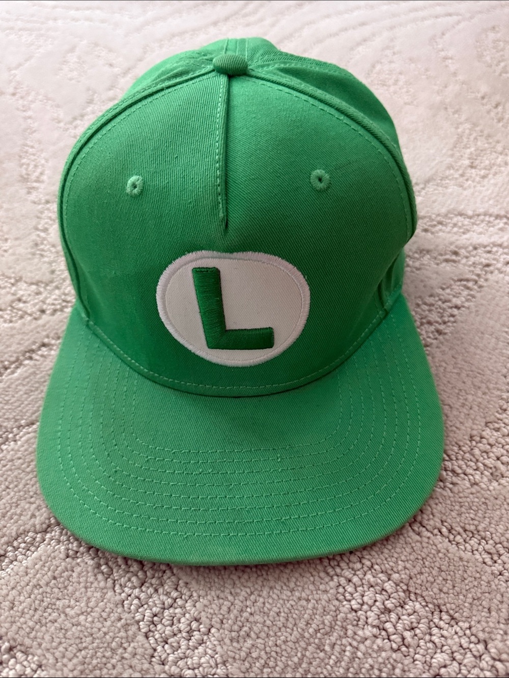 Nintendo Luigi Green Snapback Hat with White 'L' Patch. OS